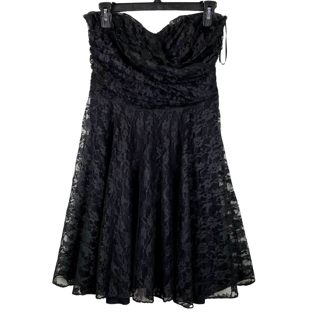 Express Y2K Strapless Lace Dress Casual Prom Black Fit & Flare - S
